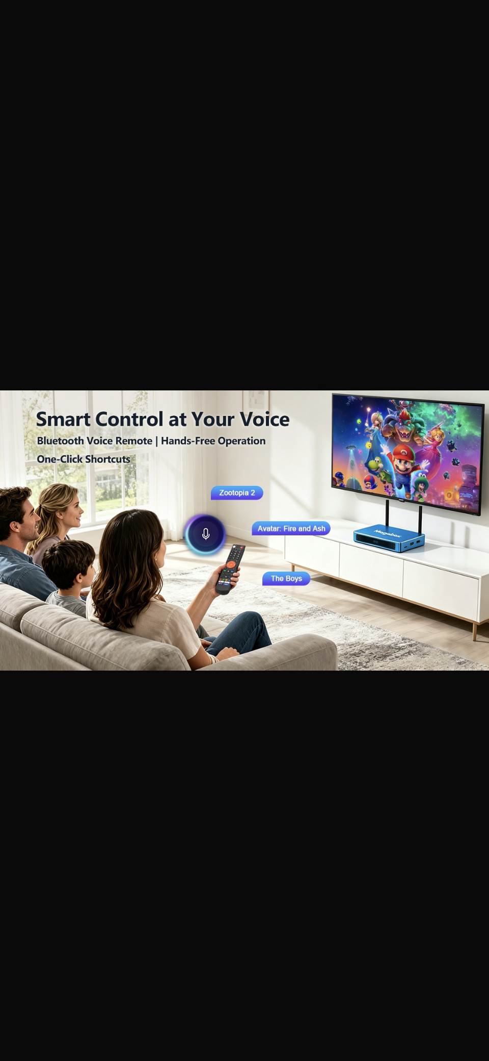 Newest version! 2026 Magabox MGo MAX Box 4GB + 128GB Voice Command Remote