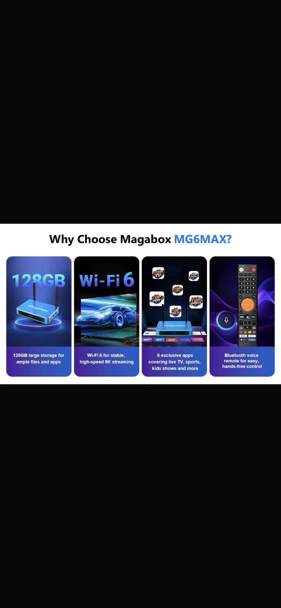 Newest version! 2026 Magabox MGo MAX Box 4GB + 128GB Voice Command Remote