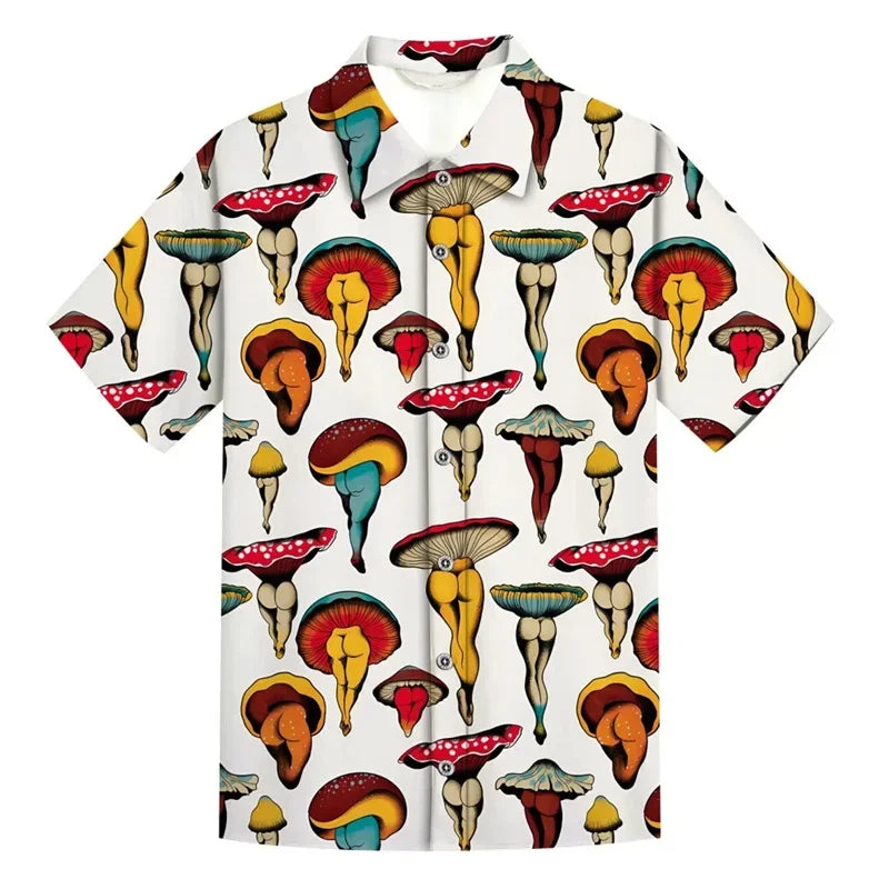 3D Style Mushroom Printed Shirts
