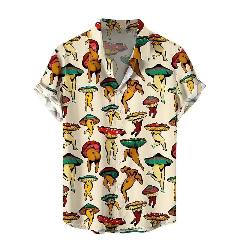 3D Style Mushroom Printed Shirts