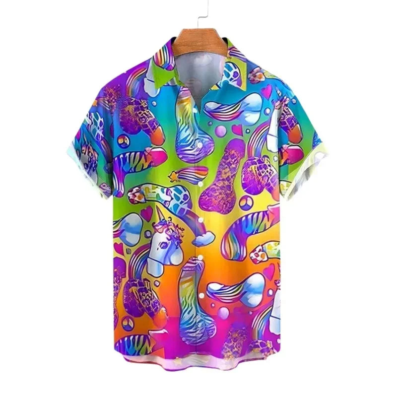 3D Style Mushroom Printed Shirts